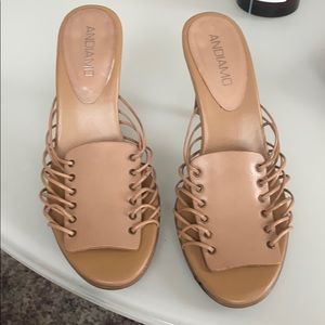 Tan low heeled sandals